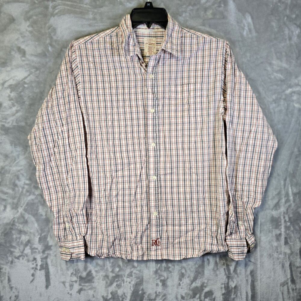 Red Camel Work Shirt Mens L Red/Black Plaid Long Sleeve Button Up Cowboy Cotton